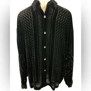 VTG Seta Per Uomo velvet silk blend Greco shirt Black Medium